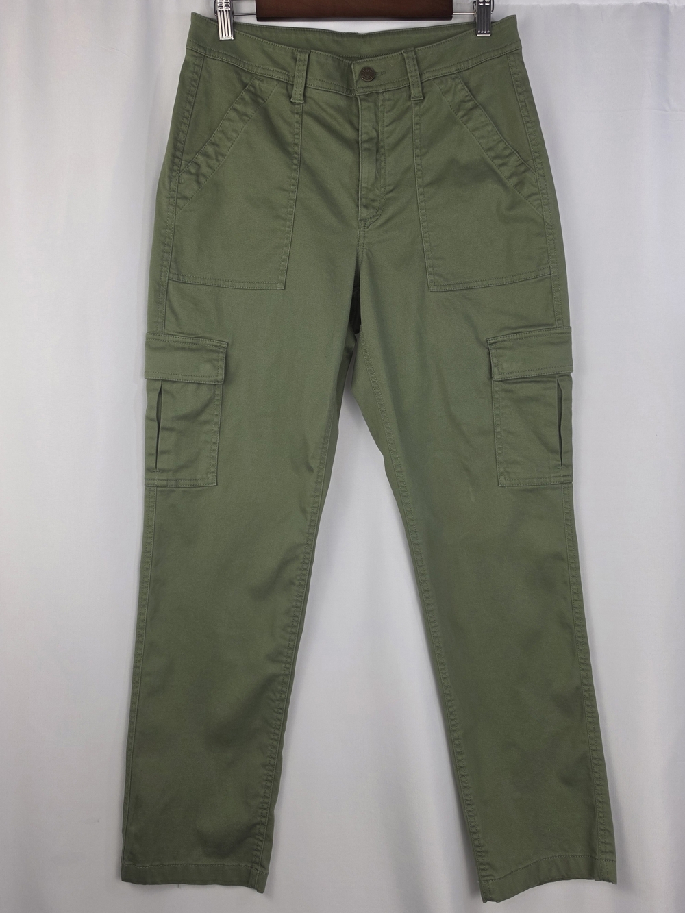 L.L.Bean Women’s 10 Cargo Utility Pants Olive Green Straight Leg Stretch